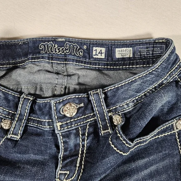 Miss Me Jeans Womens Size 14 Boot Cut  Embroidered Pocket Medium Wash - Picture 5 of 9